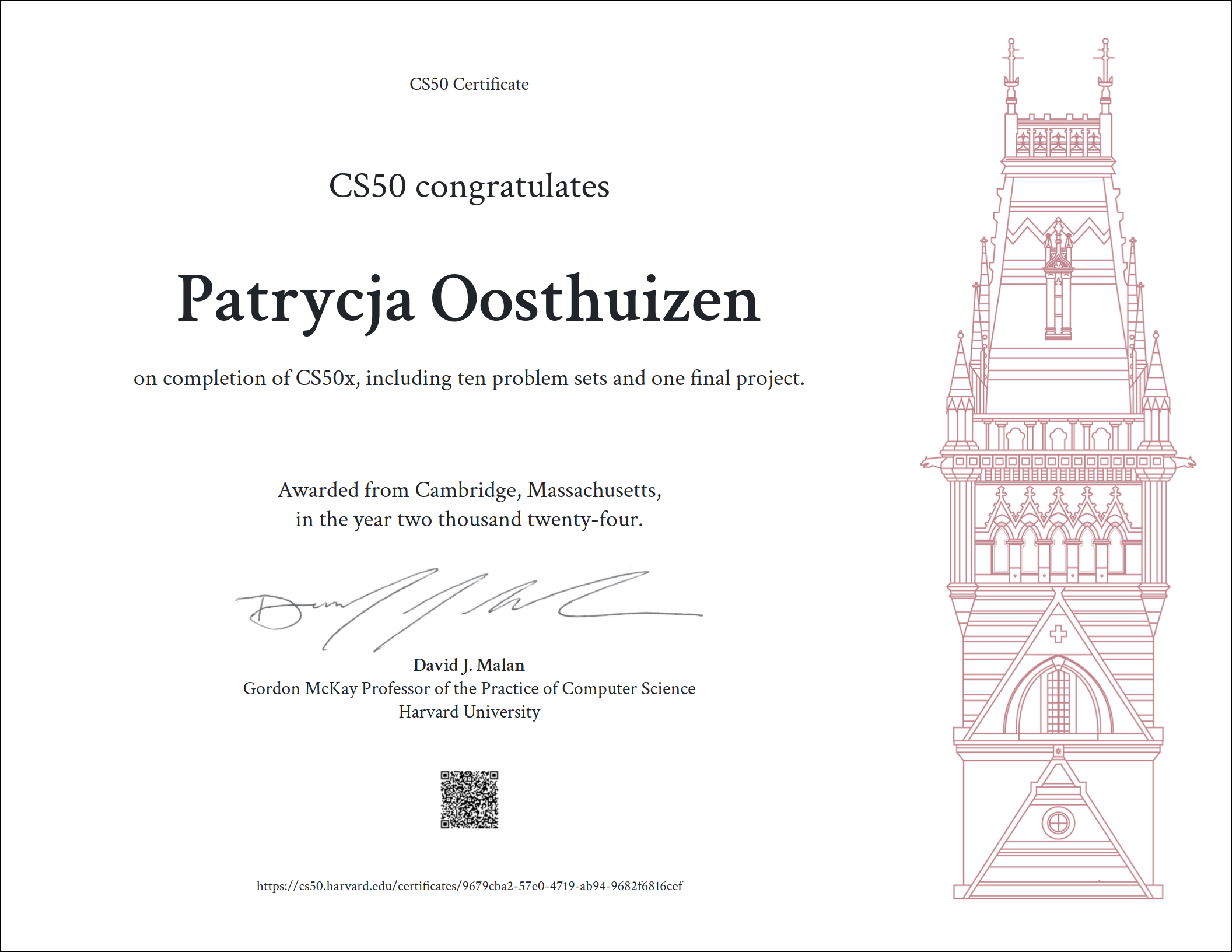 Patrycja's introduction to coding certificate